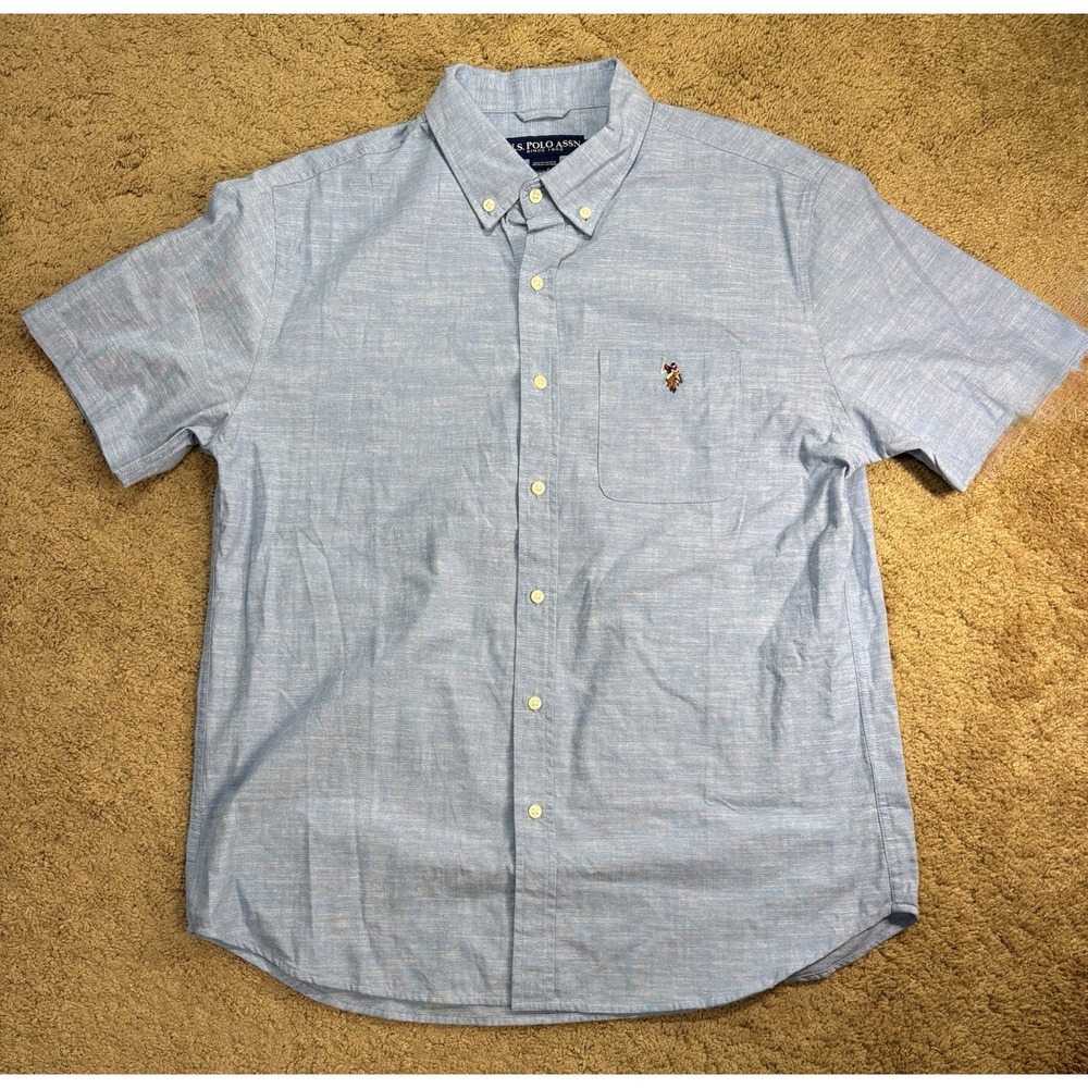US Polo Assn.  Button-Down Shirt Men's Large Blue 100% Cotton E162WK Office